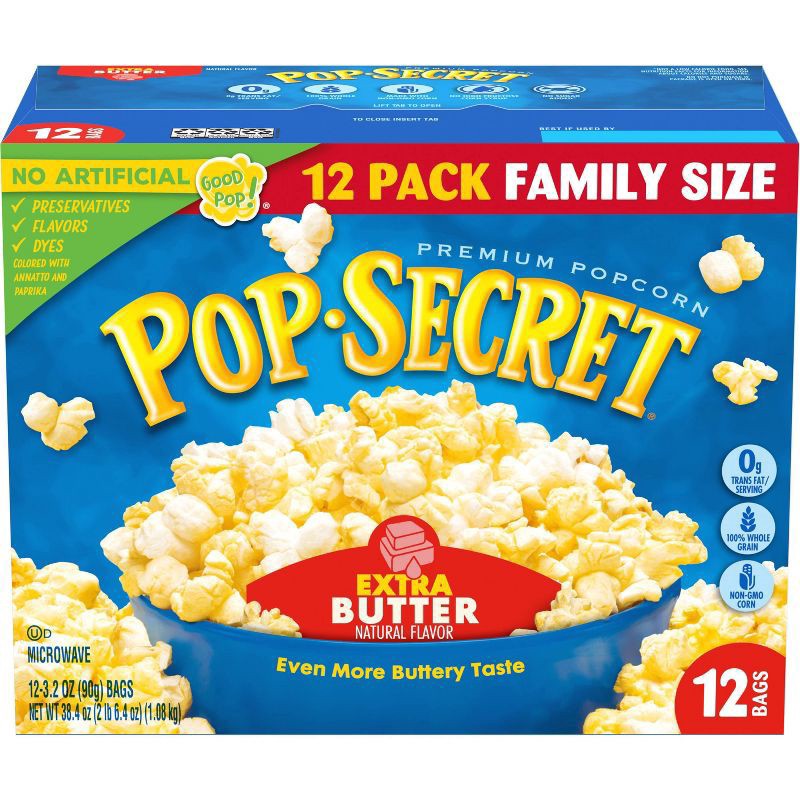 slide 1 of 6, Pop-Secret Microwave Popcorn Extra Butter Flavor - 3.2oz/12ct, 12 ct; 3.2 oz