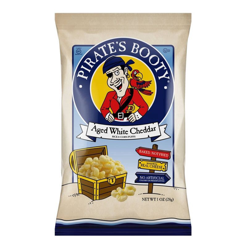 slide 1 of 3, Pirate's Booty Aged White Cheddar Rice & Corn Puffs 1 oz, 1 oz