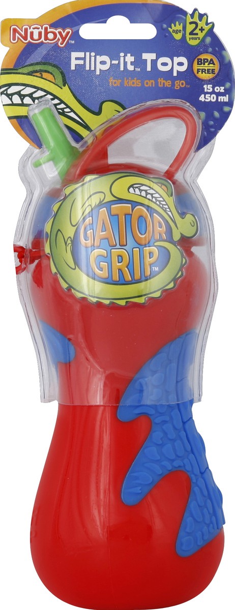 slide 2 of 6, Nuby Bottle, Flip-It Top, Gator Grip, 15 Oz, 2+ Years, 1 ct