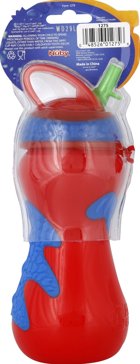 slide 5 of 6, Nuby Bottle, Flip-It Top, Gator Grip, 15 Oz, 2+ Years, 1 ct