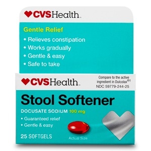 slide 1 of 1, CVS Health Stool Softener Softgels, 25 ct; 100 mg