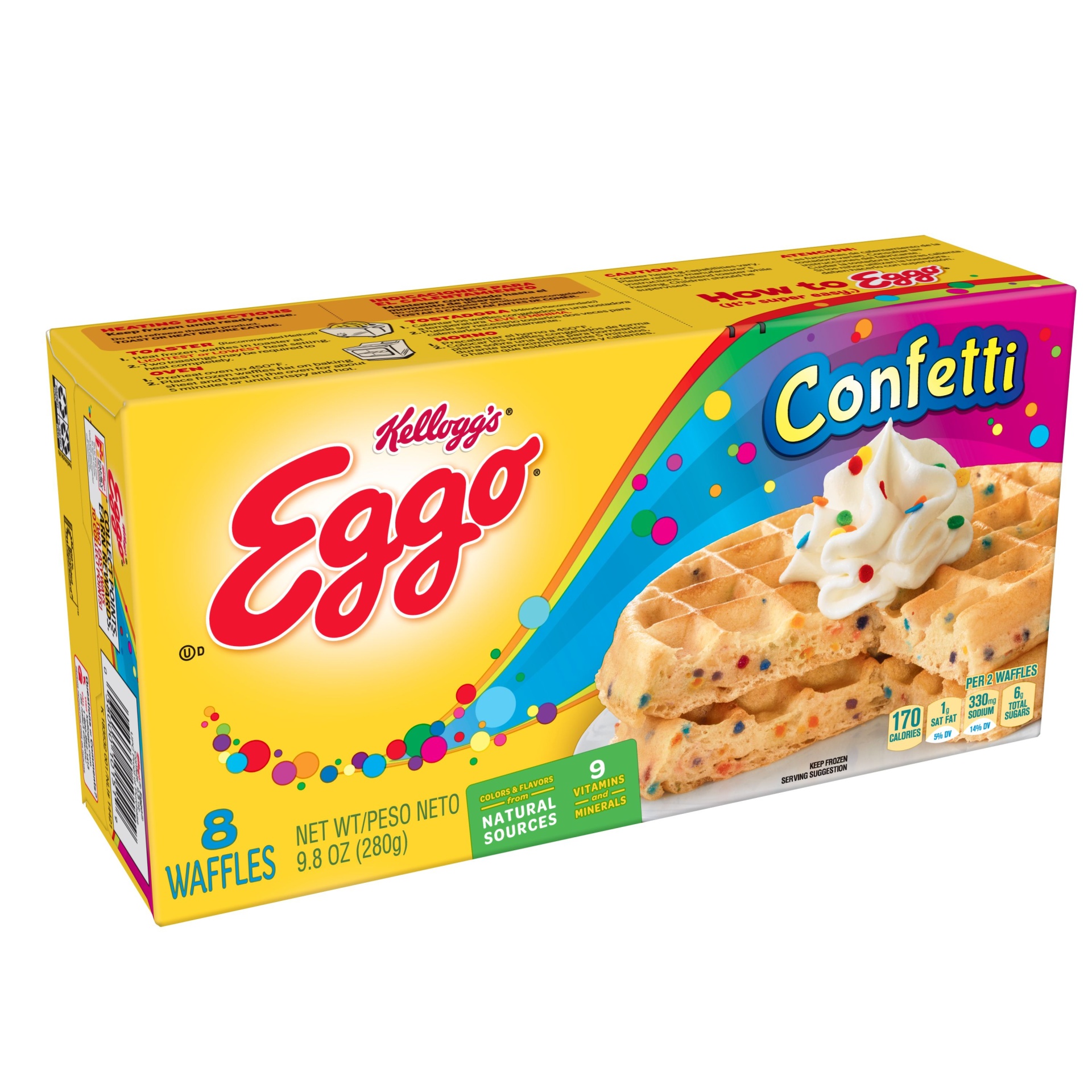 slide 1 of 7, Kellogg's Eggo Seasons Limited Edition Confetti Waffles, 8 ct; 9.8 oz