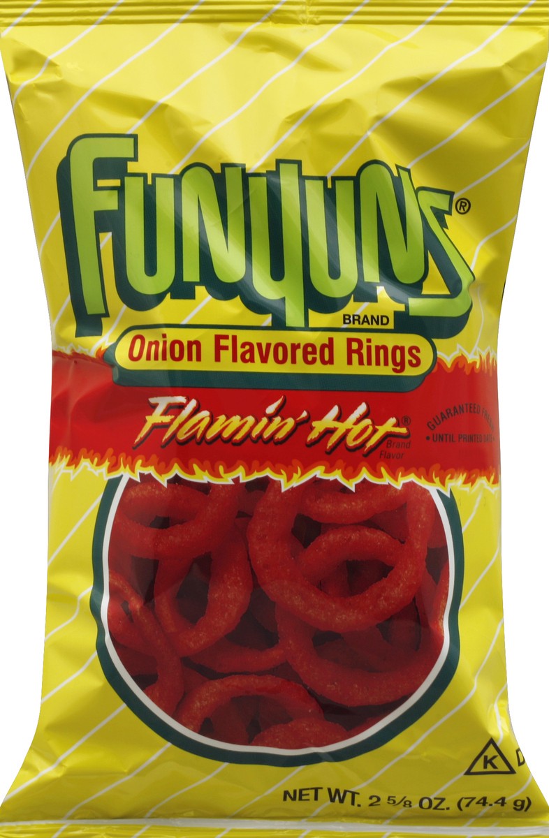 slide 2 of 6, Funyuns Flamin' Hot Onion Flavored Rings, 2.62 oz