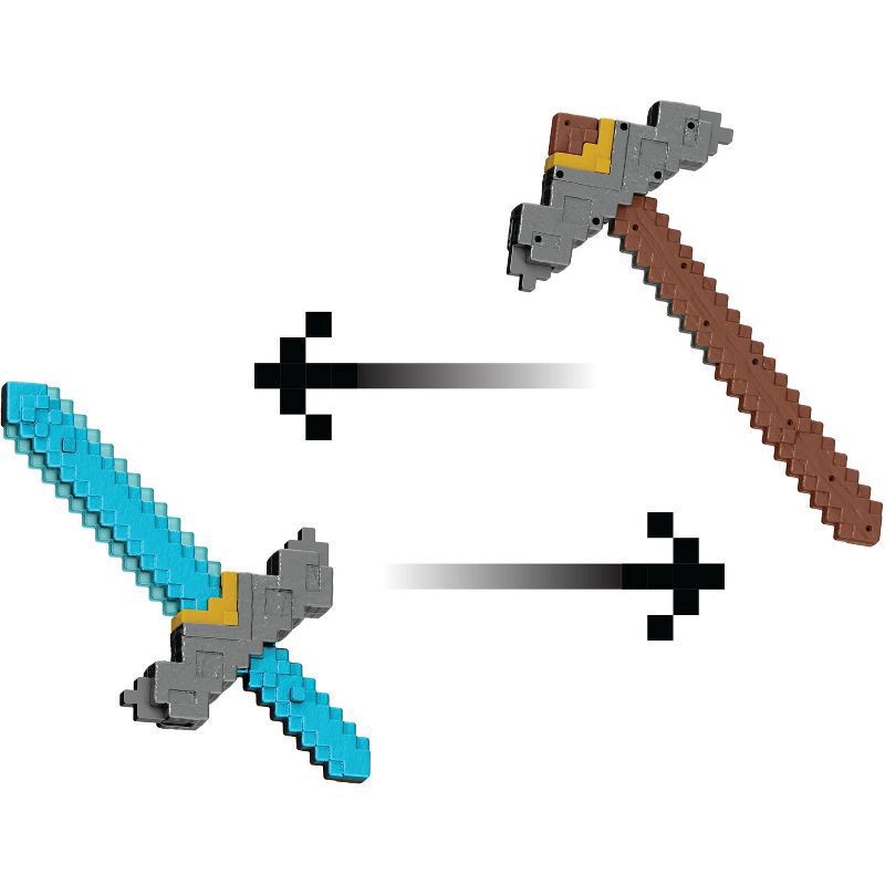 slide 2 of 4, Minecraft Click and Switch Sword and Pickaxe Role-Play 2-in-1 Toy Inspired by the Movie, 1 ct