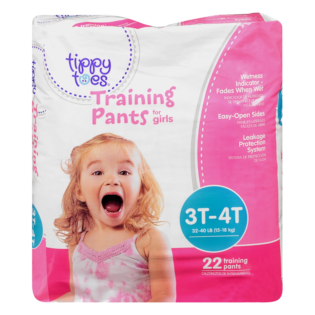 slide 1 of 1, Tippy Toes Size 4 Girl's Training Pants, 22 ct