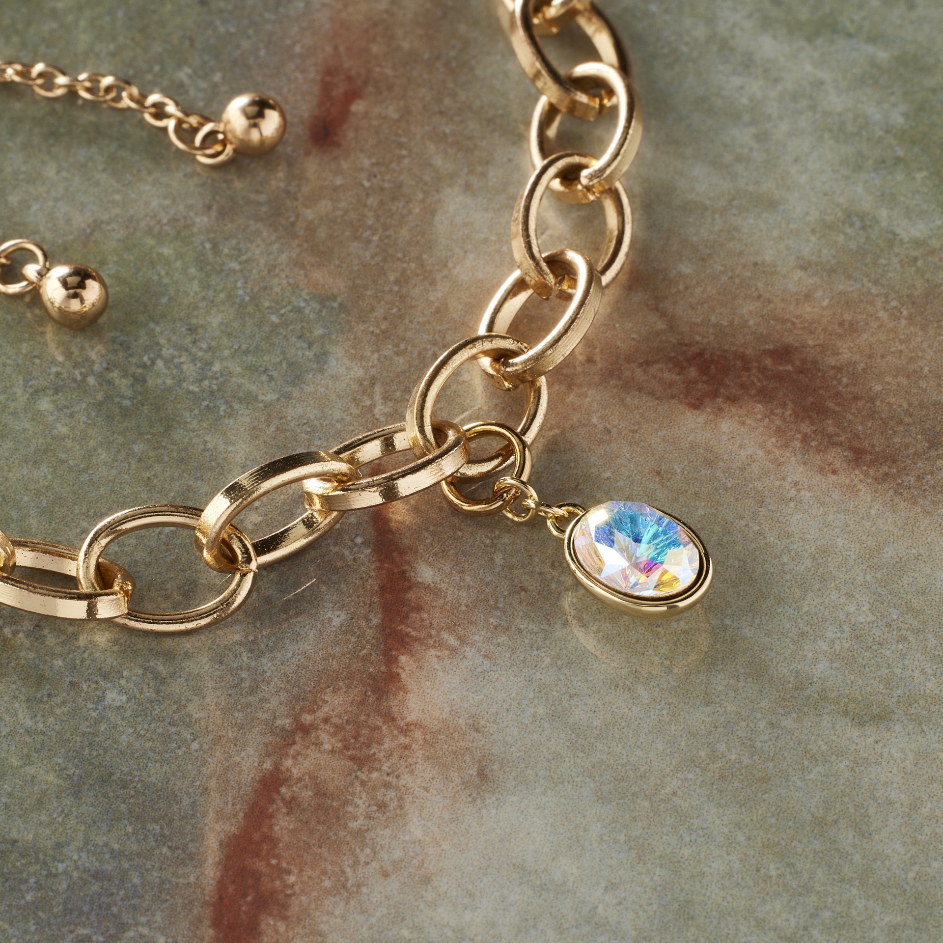 slide 3 of 4, 14k Gold Plated Ab Austrian Crystal Oval Charm By Bead Landing, 8mm x 6mm