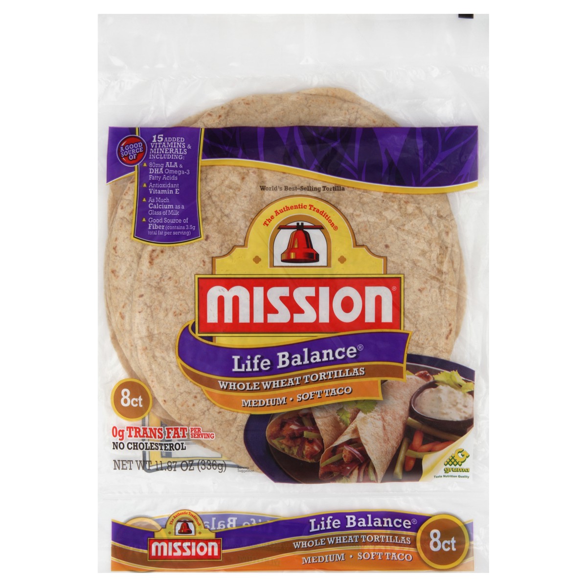 slide 6 of 6, Mission Soft Taco Life Balance Whole Wheat, 8 ct