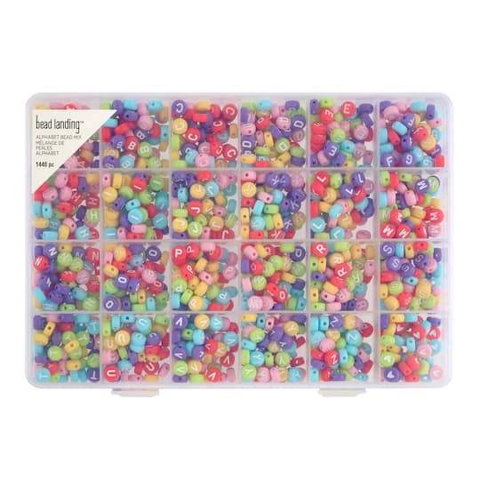 slide 1 of 2, Multicolored Alphabet Round Beads, 7mm By Bead Landing, 7mm