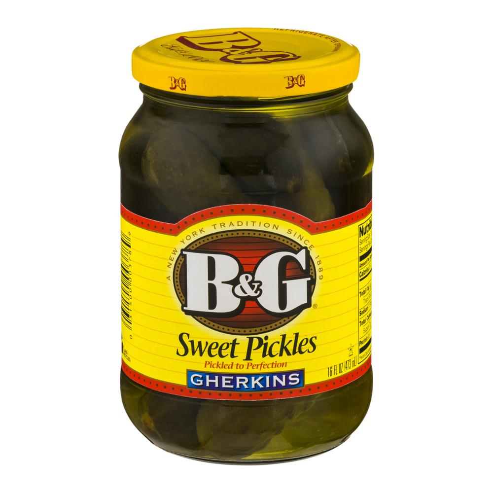slide 1 of 1, B&G Gherkins Sweet Pickles, 16 fl oz