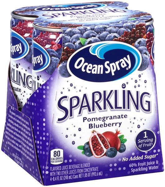 slide 1 of 1, Ocean Spray Sparkling Pomegranate Blueberry Juice, 4 ct; 8.4 fl oz