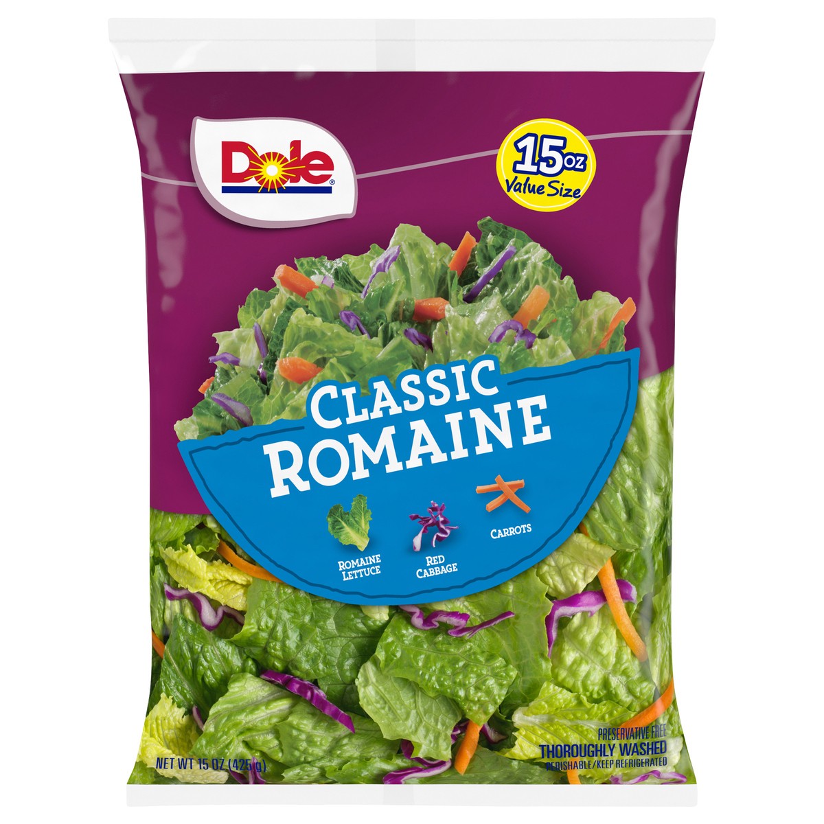 slide 1 of 3, Dole Classic Romaine Value Size, 15 oz
