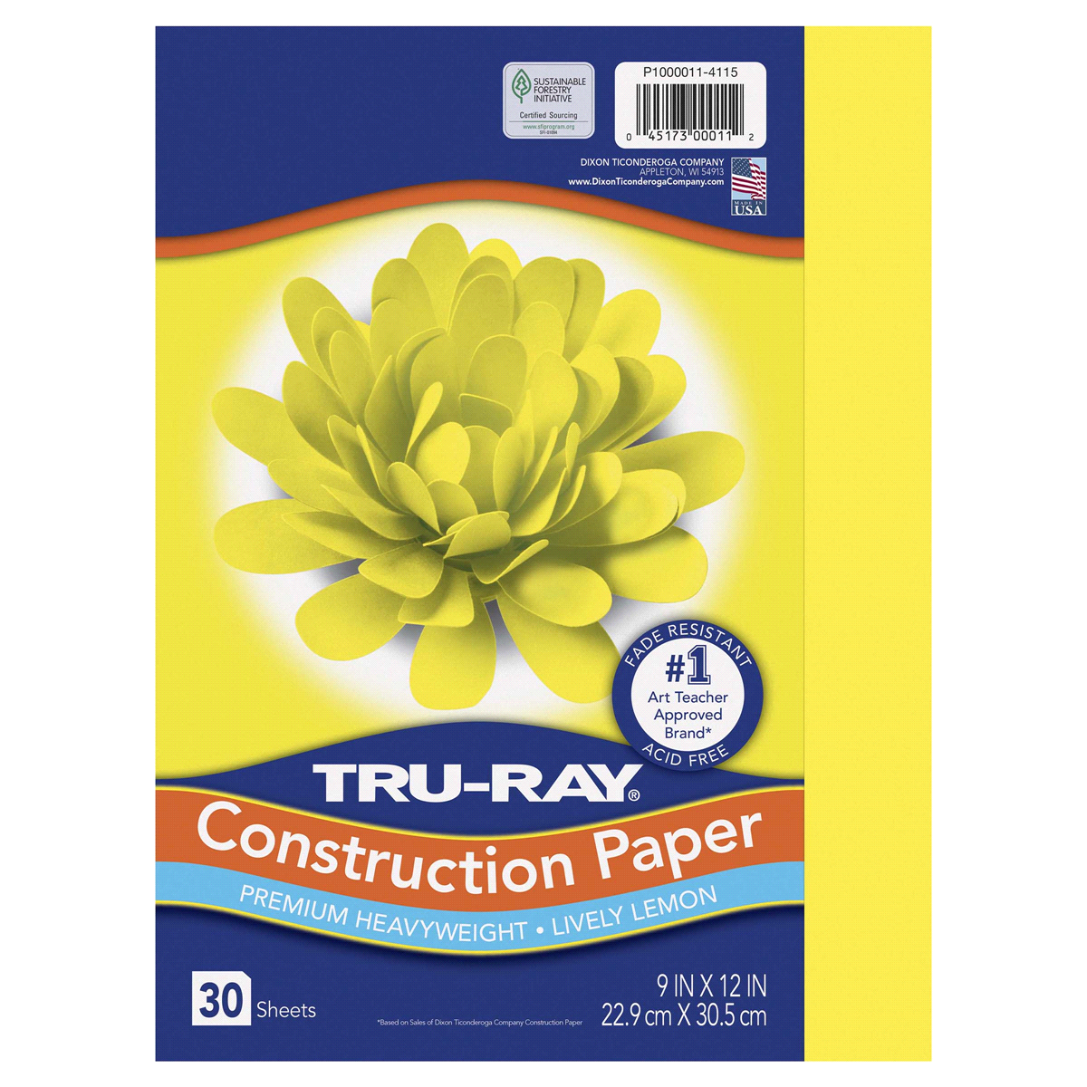 slide 1 of 1, Tru-Ray Construction Paper, Lively Lemon, 9" x 12, 30 ct