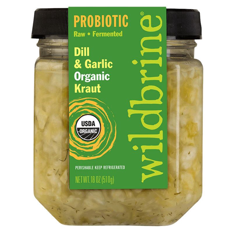 slide 1 of 9, Wildbrine Probiotic Organic Dill & Garlic Kraut 18 oz, 18 oz