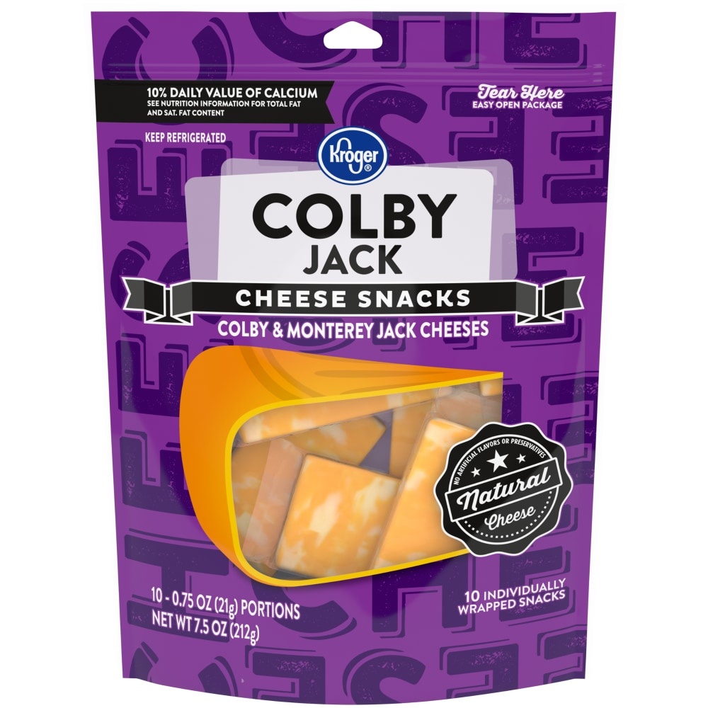 slide 1 of 1, Kroger Colby Jack Snack Cheese, 7.5 oz