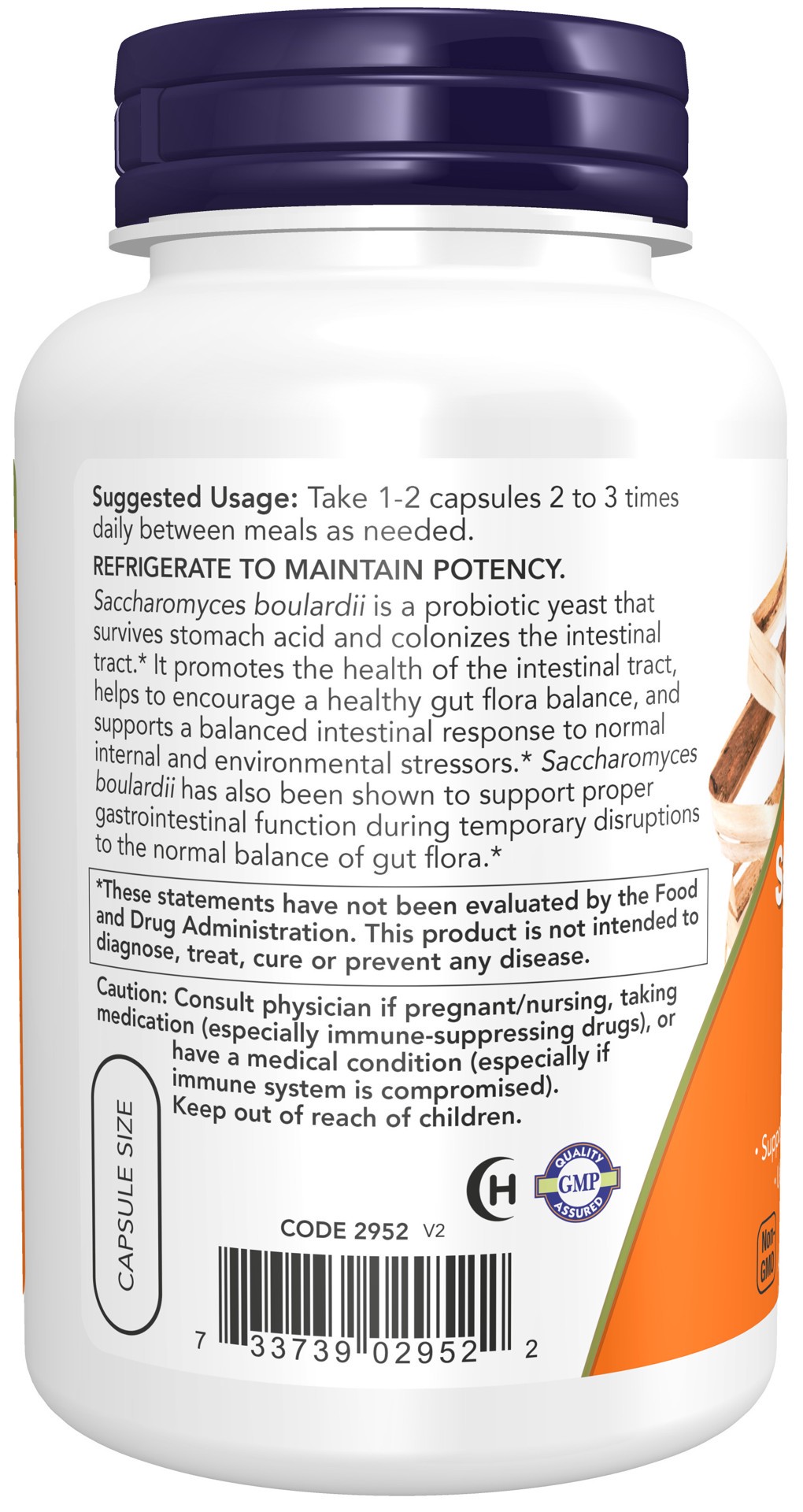 slide 3 of 4, NOW Saccharomyces Boulardii - 120 Veg Capsules, 1 ct