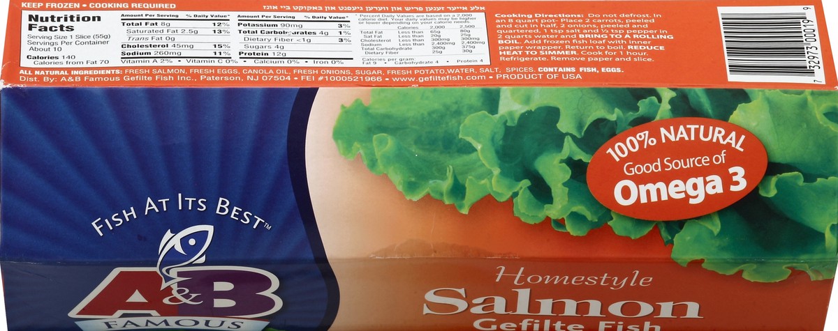 slide 3 of 4, A&B Famous Gefilte Fish, Homestyle Salmon, 20 oz