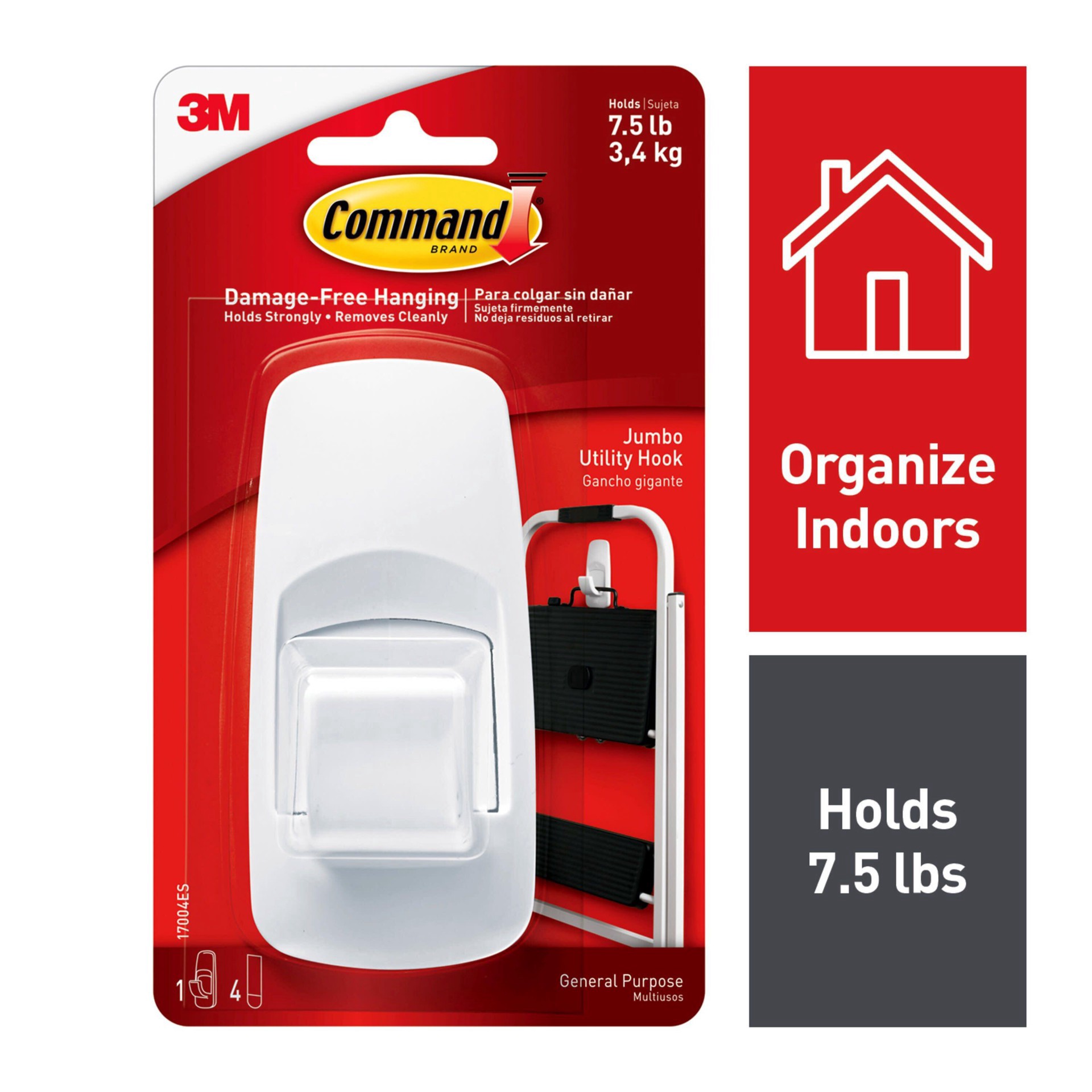slide 1 of 7, 3M Command General Purpose Utility Hook, 4 ct