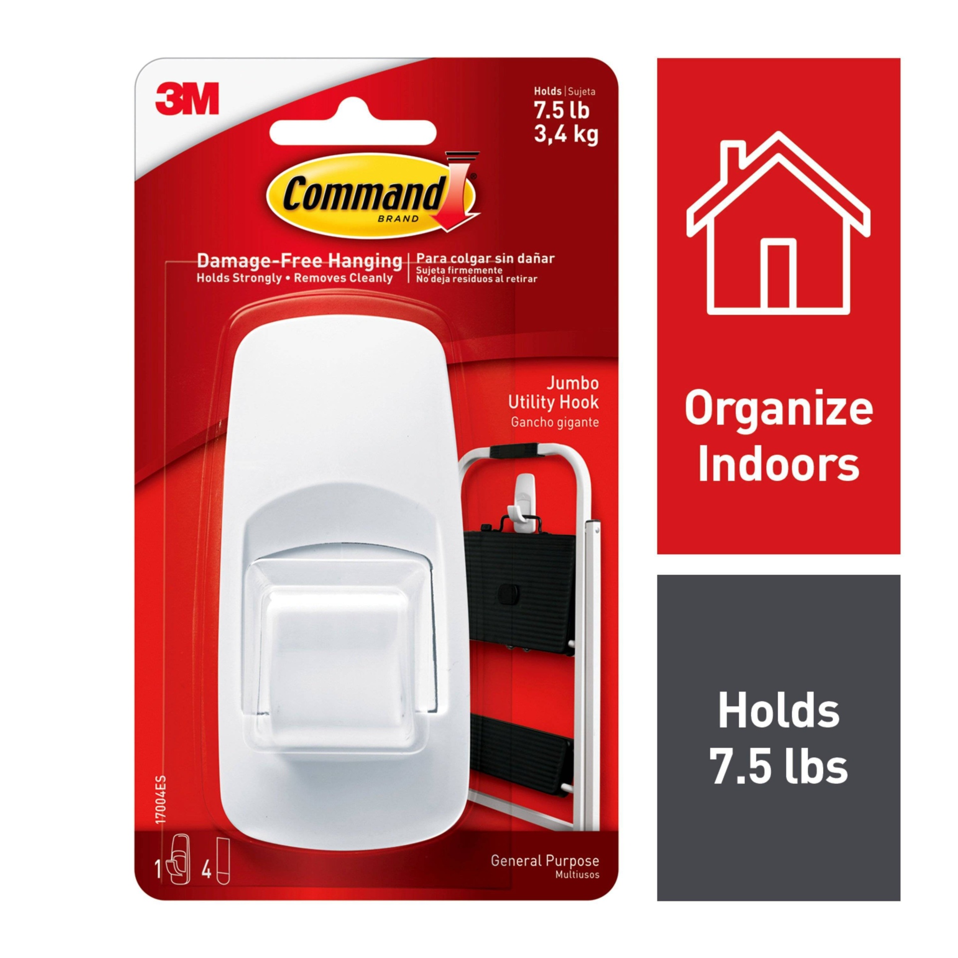 slide 1 of 1, 3M Command General Purpose Utility Hook, 4 ct