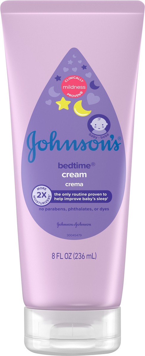 slide 5 of 7, Johnson's Bedtime Moisturizing Body Cream, Relaxing Aromas, Night Time Baby Massage Cream for Dry Skin Relief, Hypoallergenic, No Parabens, Phthalates or Dyes, 8 fl. oz, 8 fl oz