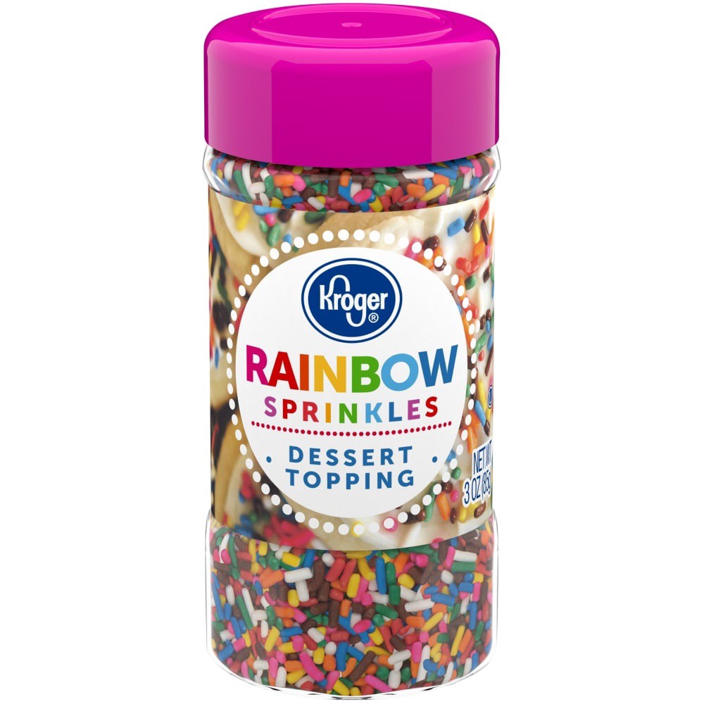 slide 1 of 5, Kroger Rainbow Sprinkles Dessert Topping, 3 oz