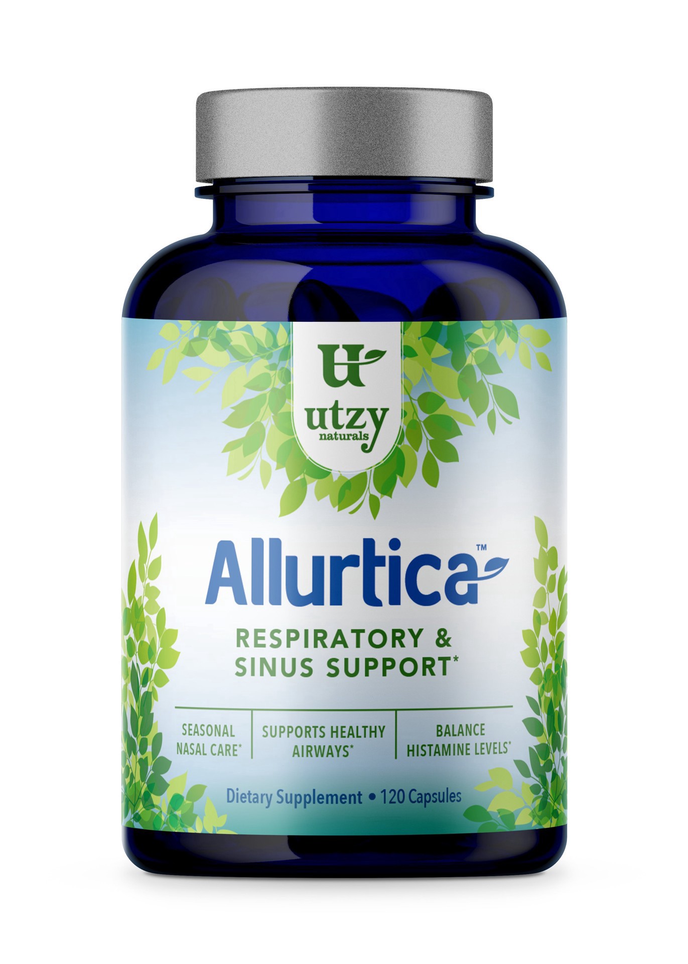 slide 1 of 1, Utzy Naturals Allurtica Respiratory & Sinus Support Capsules, 120 ct