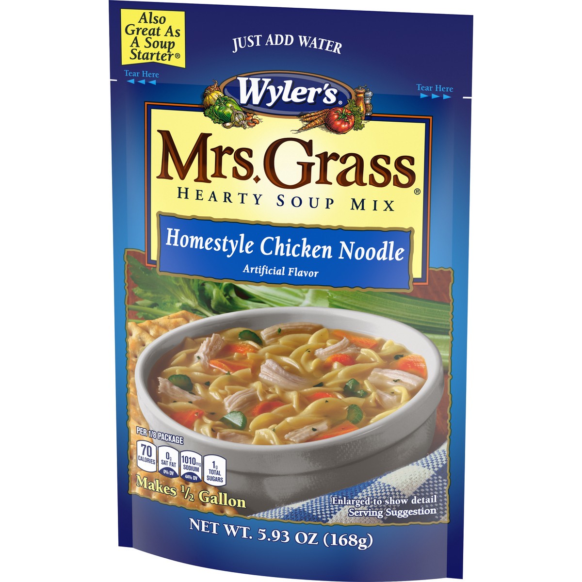 slide 6 of 9, Mrs. Grass Homestyle Chicken Noodle Hearty Soup Mix, 5.93 oz Pouch, 5.93 oz