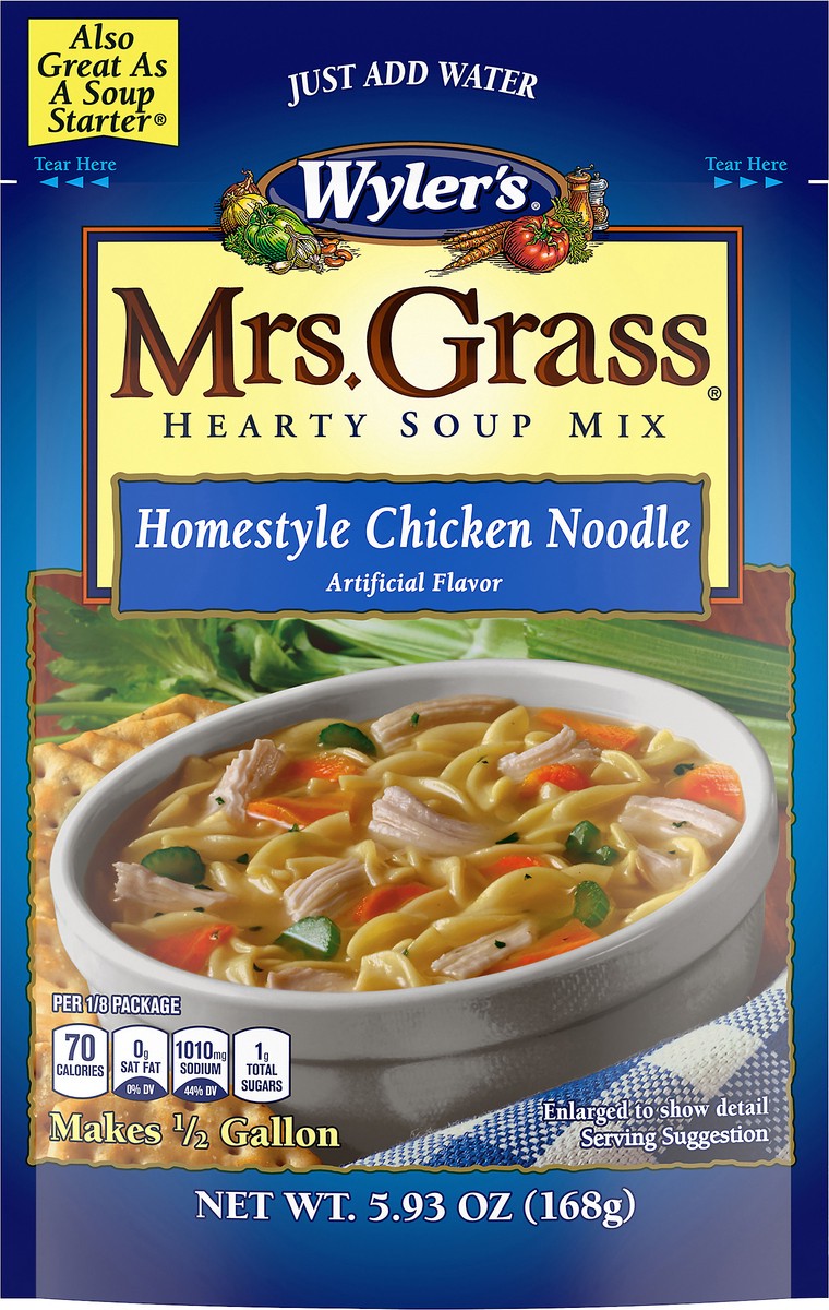 slide 3 of 9, Mrs. Grass Homestyle Chicken Noodle Hearty Soup Mix, 5.93 oz Pouch, 5.93 oz