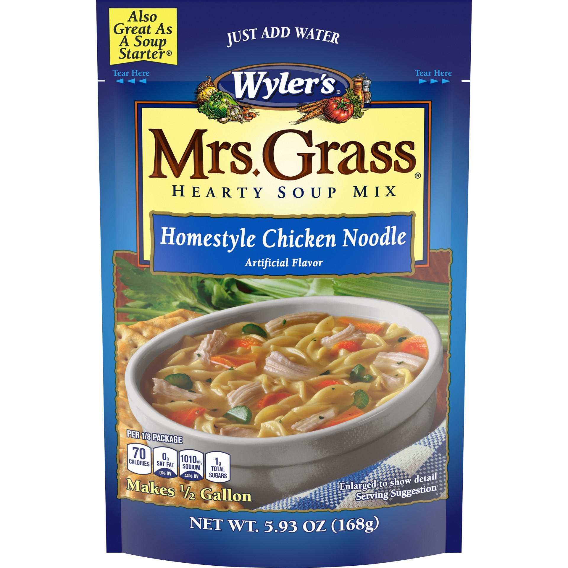 slide 1 of 9, Mrs. Grass Homestyle Chicken Noodle Hearty Soup Mix, 5.93 oz Pouch, 5.93 oz