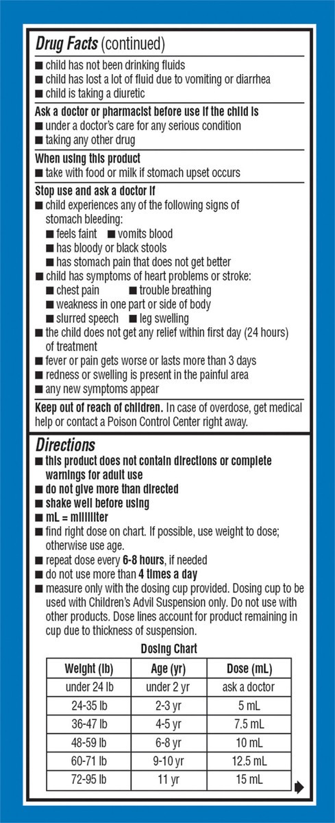 slide 12 of 12, Advil Children's Advil Pain Reliever and Fever Reducer, Dye-Free Liquid Children's Ibuprofen for Pain Relief, Dye-Free Blue Raspberry - 4 Fl Oz, 4 fl oz