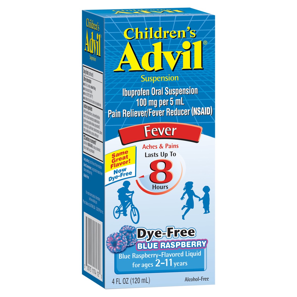slide 6 of 12, Advil Children's Advil Pain Reliever and Fever Reducer, Dye-Free Liquid Children's Ibuprofen for Pain Relief, Dye-Free Blue Raspberry - 4 Fl Oz, 4 fl oz