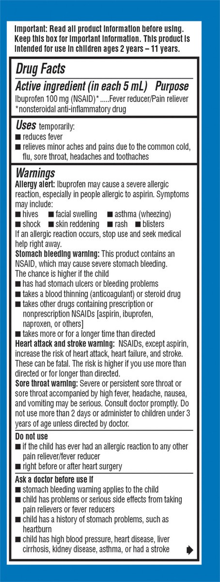 slide 10 of 12, Advil Children's Advil Pain Reliever and Fever Reducer, Dye-Free Liquid Children's Ibuprofen for Pain Relief, Dye-Free Blue Raspberry - 4 Fl Oz, 4 fl oz