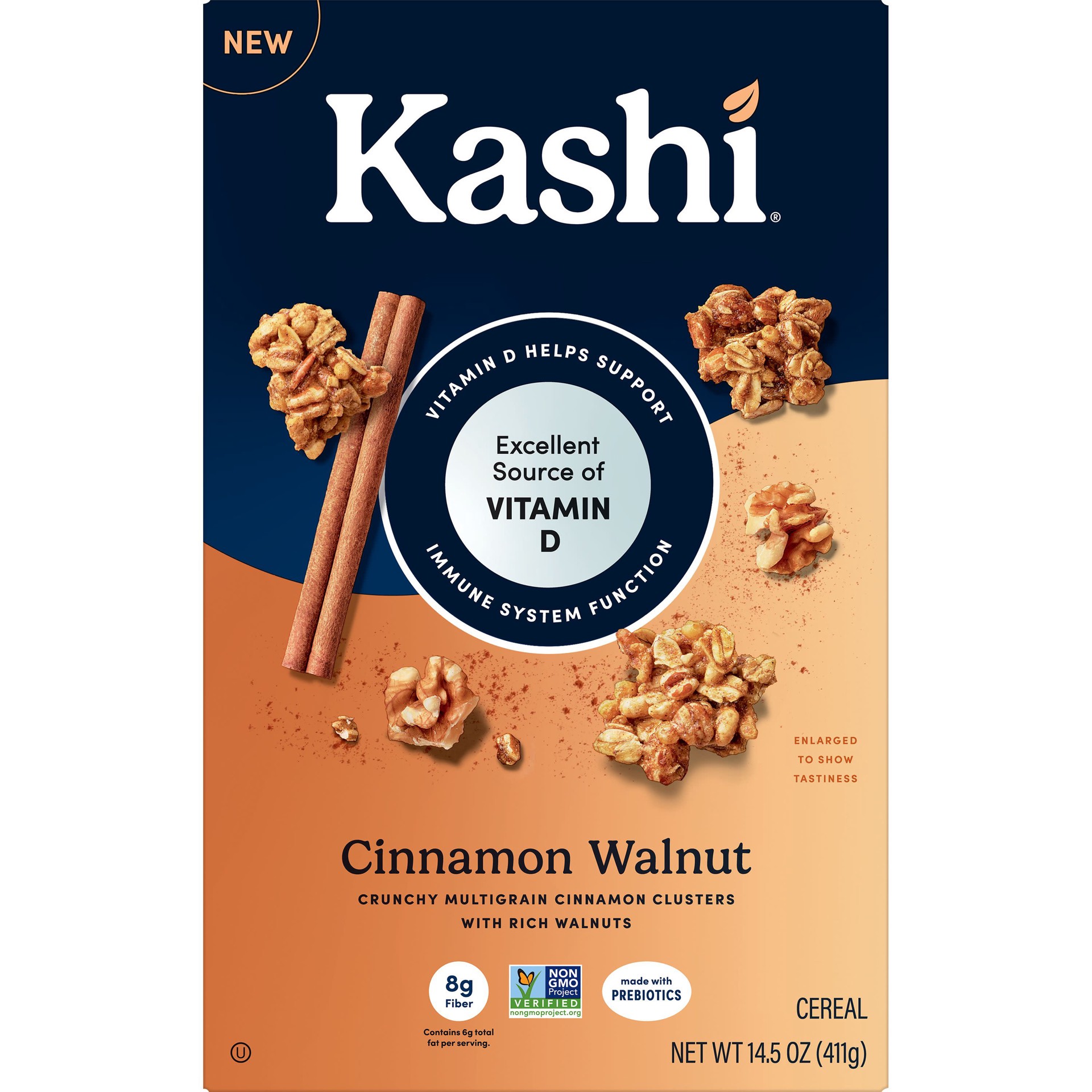slide 4 of 5, Kashi Cold Breakfast Cereal, Excellent Source of Vitamin D, Fiber Cereal, Cinnamon Walnut, 14.5oz Box, 1 Box, 14.5 oz