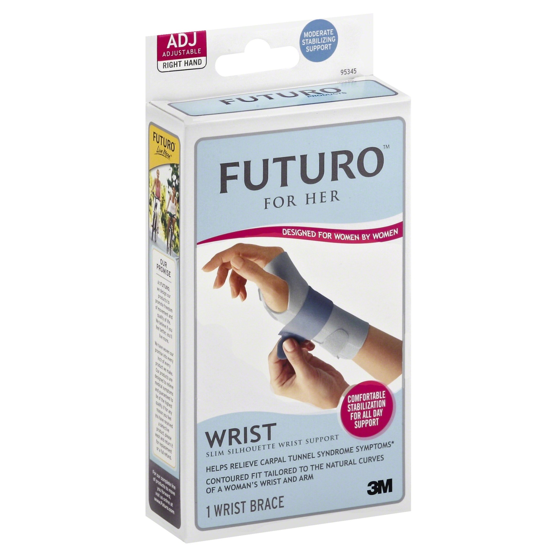 slide 1 of 5, Futuro Slim Silhouette Wrist Support Brace, Right Hand, Gray, Adjustable, 1 ct