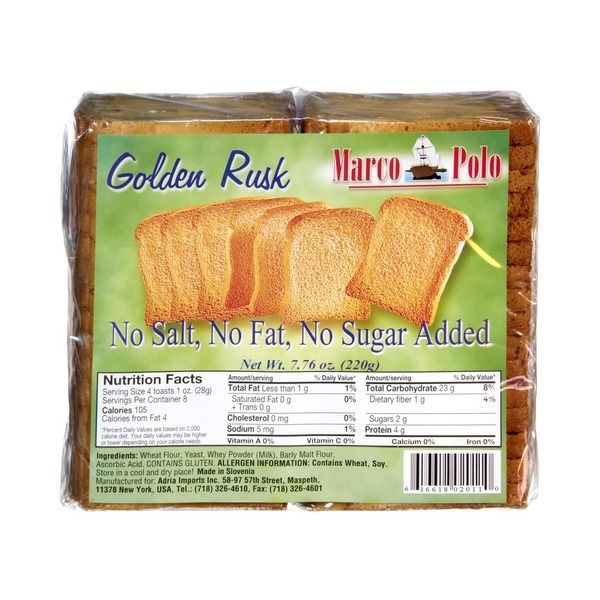 slide 1 of 1, Marco Polo Golden Rusk - No Salt No Fat No Sugar Added, 7.76 oz