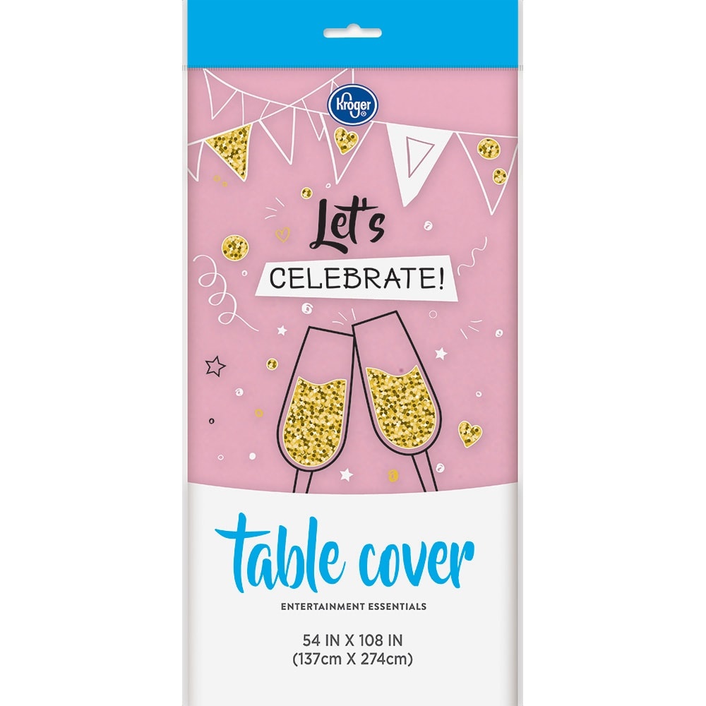 slide 1 of 1, Kroger Plastic Table Cover - Lovely Pink, 54 in x 108 in