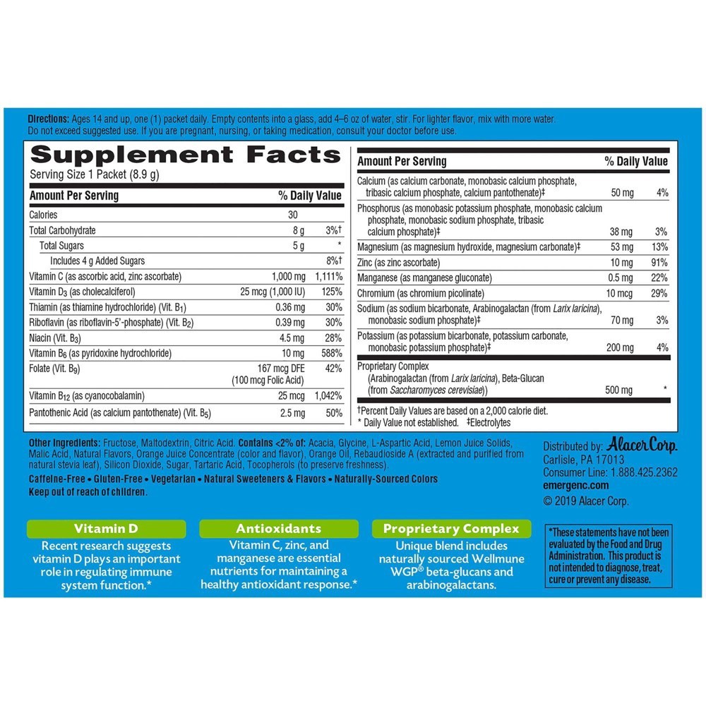 slide 6 of 10, Emergen-C Immune+ Citrus Flavor, 30 ct; 0.31 oz