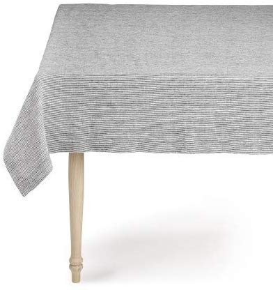 slide 1 of 1, Sur La Table Pinstripe Charcoal Linen Tablecloth, 1 ct