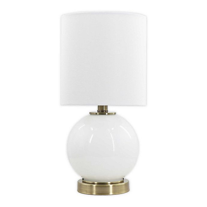 slide 1 of 1, Designs Direct White Glass Lamp with Metal Base and White Linen Shade, 1 ct