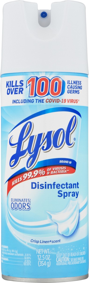 slide 6 of 9, Lysol Disinfectant Spray, Sanitizing and Antibacterial Spray, For Disinfecting and Deodorizing, Crisp Linen, 12.5 Fl. Oz, 12.5 oz
