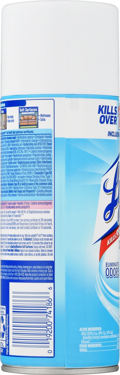 slide 6 of 10, Lysol Crisp Linen Disinfectant Spray, 12.5 oz
