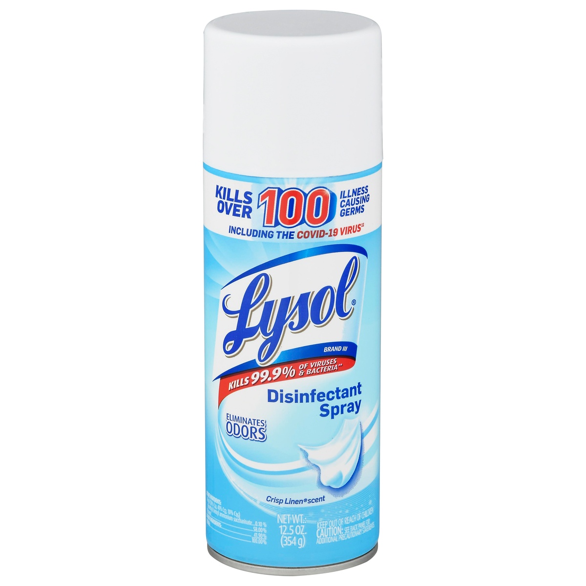 slide 10 of 10, Lysol Crisp Linen Disinfectant Spray, 12.5 oz