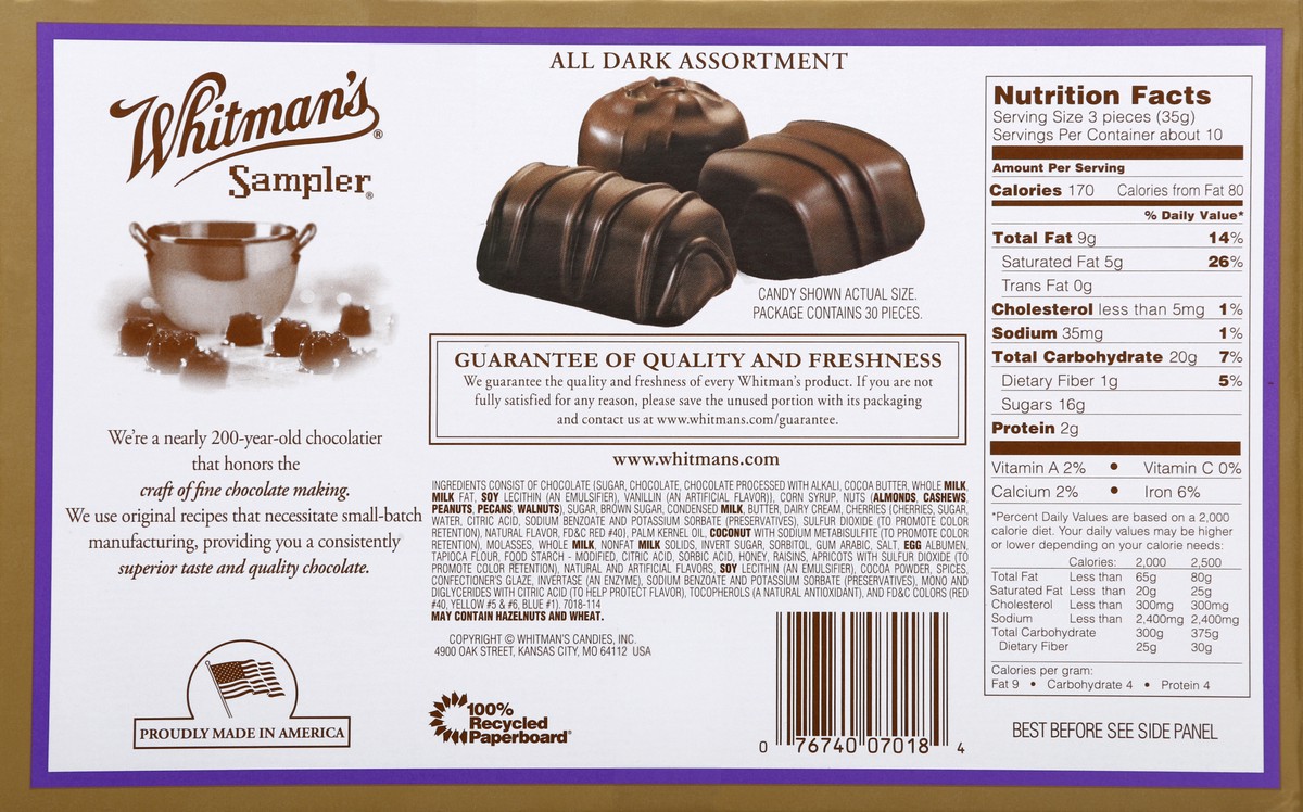 slide 4 of 7, Whitman's Chocolates Sampler All Dark Assorment - 12 Oz, 12 oz