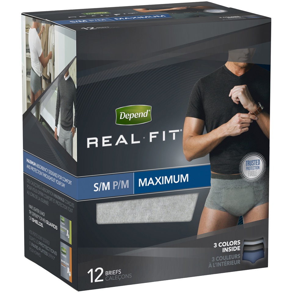 slide 2 of 3, Depend Real Fit Incontinence Underwear For Men S/M, 12 ct