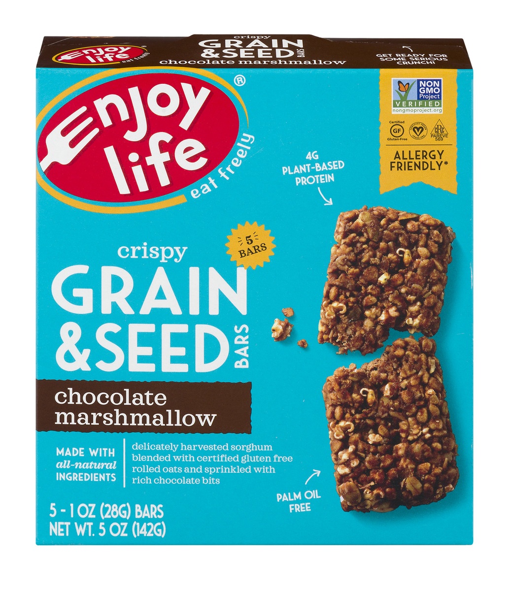 slide 1 of 8, Enjoy Life Chocolate Marshmallow Crispy Grain & Seed Bars, 5 ct