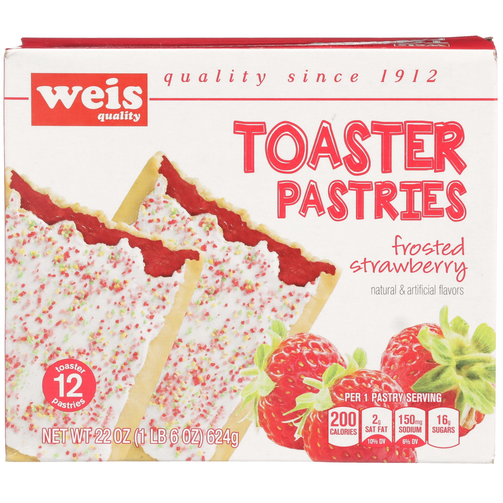 slide 2 of 6, Weis Quality Frosted Strawberry Toaster Pastries, 22 oz