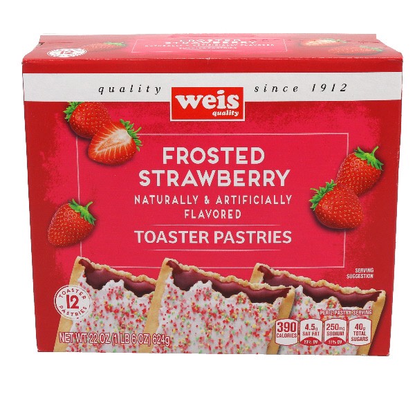 slide 1 of 6, Weis Quality Frosted Strawberry Toaster Pastries, 22 oz