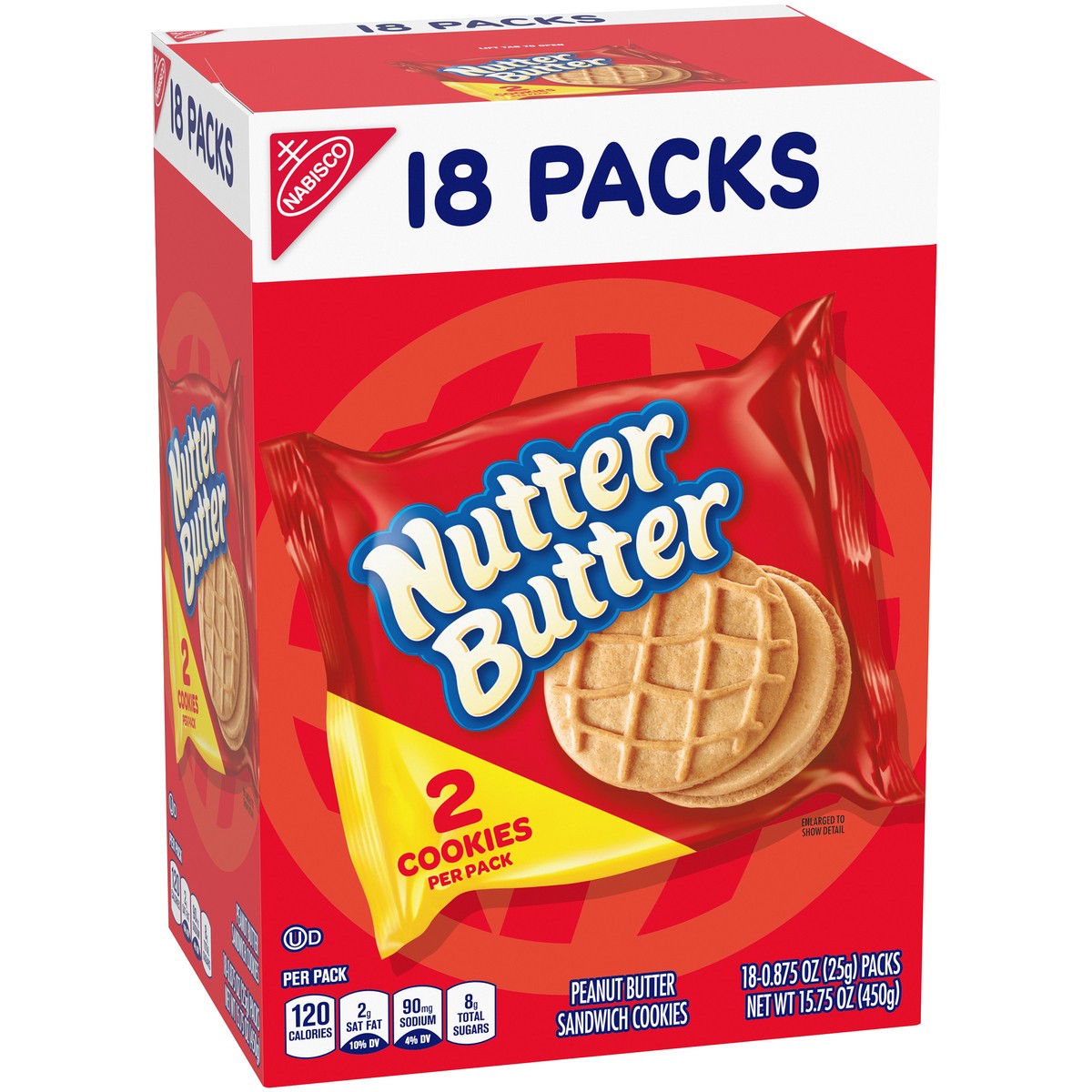 slide 2 of 9, Nutter Butter Peanut Butter Sandwich Cookies - Multipack, 18 ct; 0.875 oz