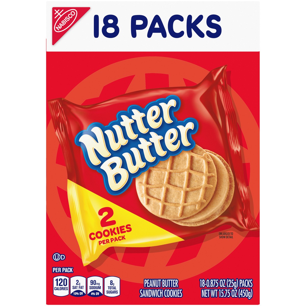 slide 6 of 9, Nutter Butter Peanut Butter Sandwich Cookies - Multipack, 18 ct; 0.875 oz