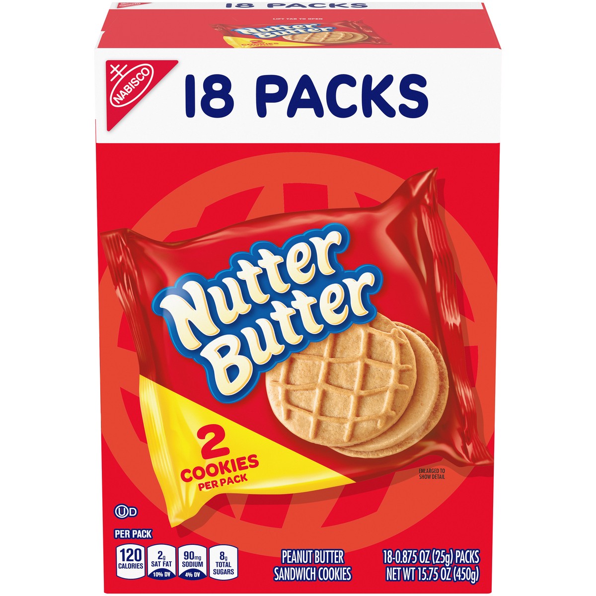 slide 1 of 9, Nutter Butter Peanut Butter Sandwich Cookies - Multipack, 18 ct; 0.875 oz