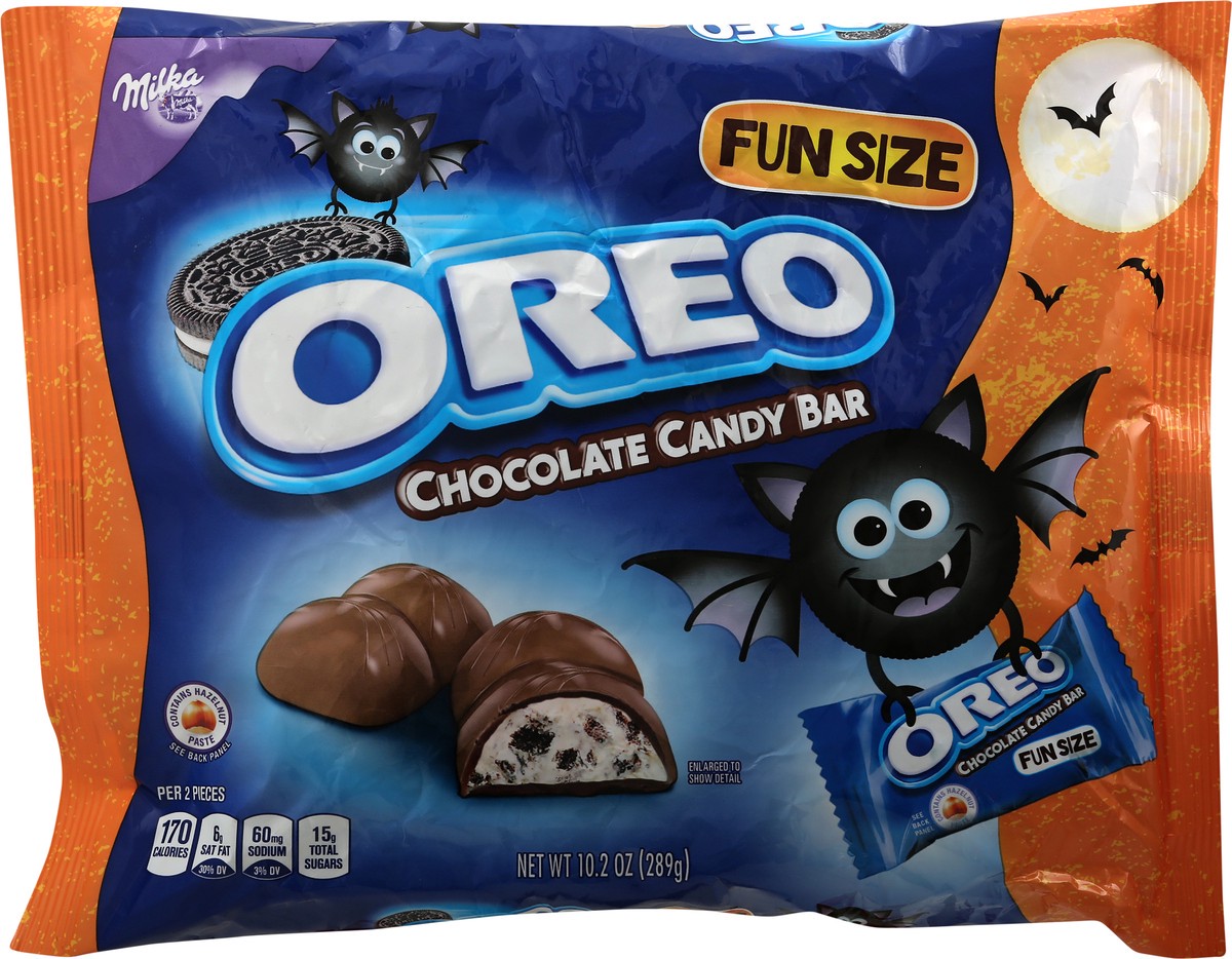 slide 4 of 9, Milka OREO Chocolate Halloween Candy, Fun Size Trick or Treat Chocolate Candy Bars, 10.2 oz Bag, 0.66 lb